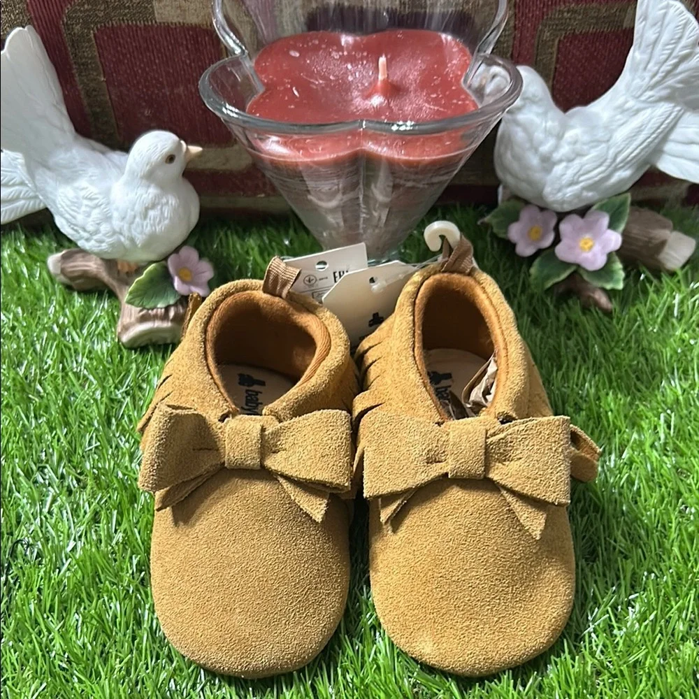 Brown Moccasin Slip-On Shoes with Bow